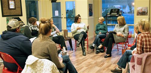 GwenCarol Holmes talking with group 